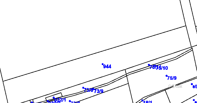 Parcela st. 75/2 v KÚ Křičov, Katastrální mapa