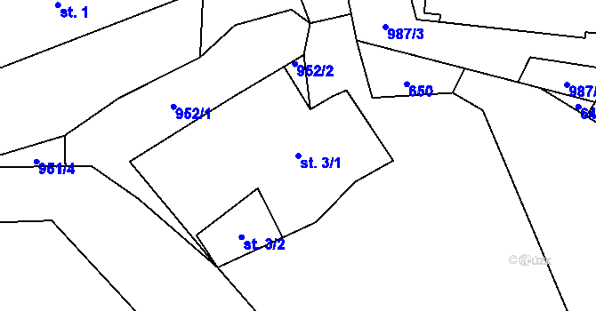 Parcela st. 3/1 v KÚ Smidary, Katastrální mapa