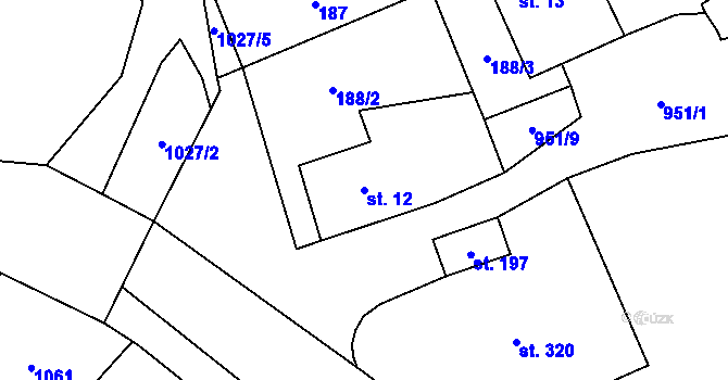 Parcela st. 12 v KÚ Smidary, Katastrální mapa