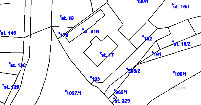 Parcela st. 17 v KÚ Smidary, Katastrální mapa