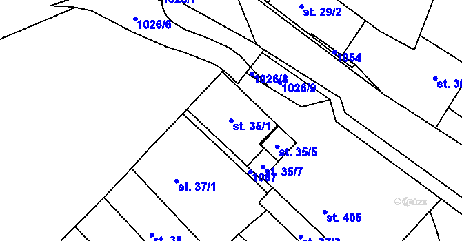 Parcela st. 35/1 v KÚ Smidary, Katastrální mapa