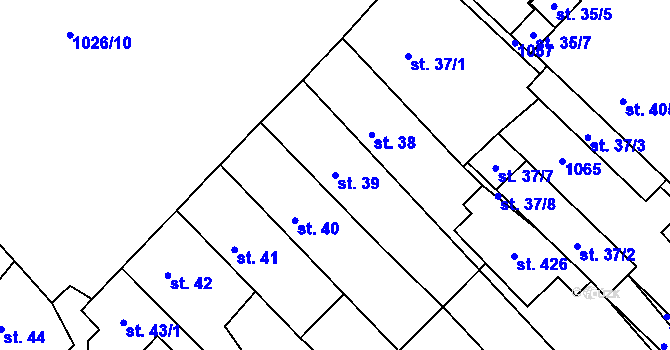 Parcela st. 39 v KÚ Smidary, Katastrální mapa