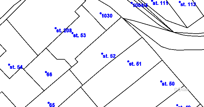 Parcela st. 52 v KÚ Smidary, Katastrální mapa