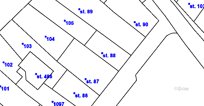 Parcela st. 88 v KÚ Smidary, Katastrální mapa