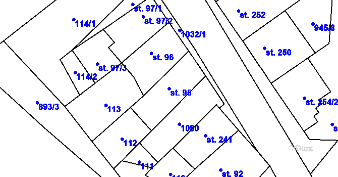 Parcela st. 95 v KÚ Smidary, Katastrální mapa