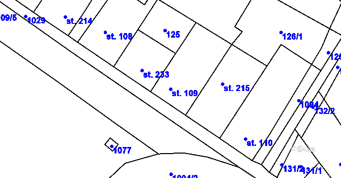 Parcela st. 109 v KÚ Smidary, Katastrální mapa