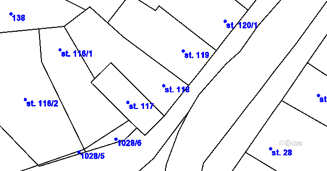 Parcela st. 118 v KÚ Smidary, Katastrální mapa