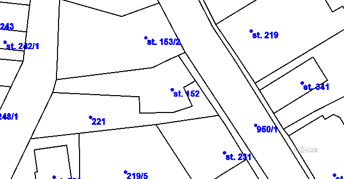Parcela st. 152 v KÚ Smidary, Katastrální mapa