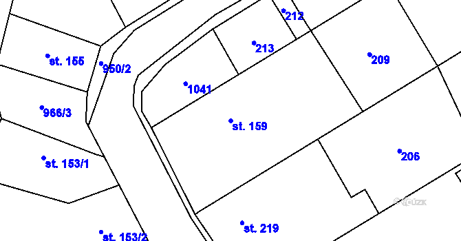 Parcela st. 159 v KÚ Smidary, Katastrální mapa