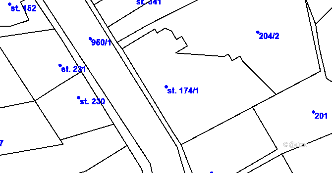 Parcela st. 174/1 v KÚ Smidary, Katastrální mapa