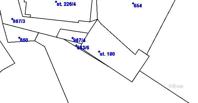 Parcela st. 180 v KÚ Smidary, Katastrální mapa