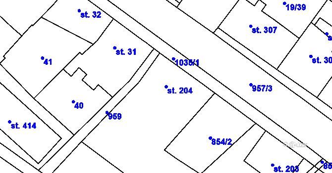 Parcela st. 204 v KÚ Smidary, Katastrální mapa