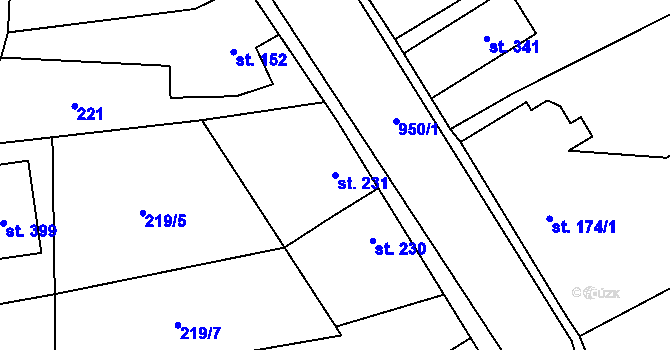 Parcela st. 231 v KÚ Smidary, Katastrální mapa