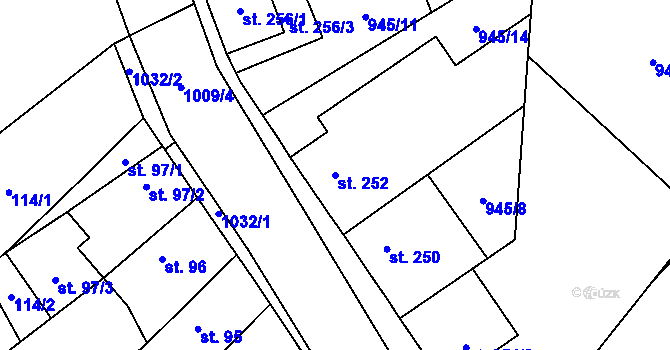 Parcela st. 252 v KÚ Smidary, Katastrální mapa