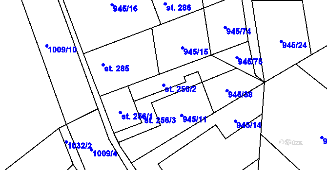 Parcela st. 256/2 v KÚ Smidary, Katastrální mapa