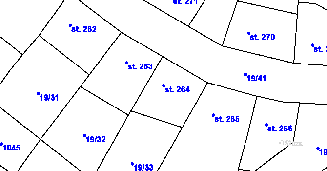 Parcela st. 264 v KÚ Smidary, Katastrální mapa