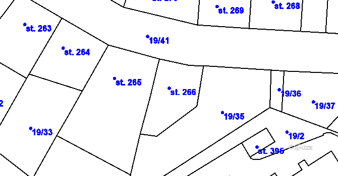 Parcela st. 266 v KÚ Smidary, Katastrální mapa