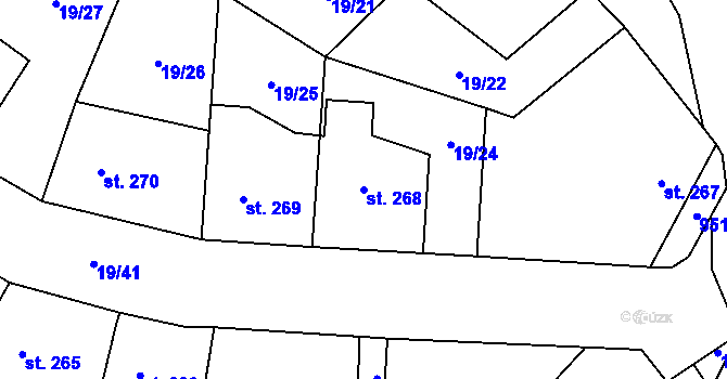 Parcela st. 268 v KÚ Smidary, Katastrální mapa