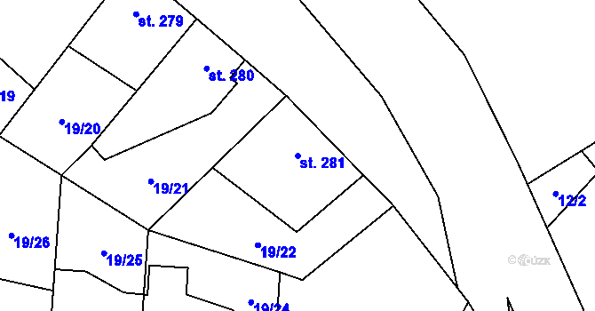 Parcela st. 281 v KÚ Smidary, Katastrální mapa