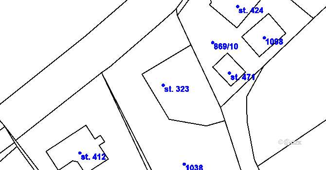 Parcela st. 323 v KÚ Smidary, Katastrální mapa