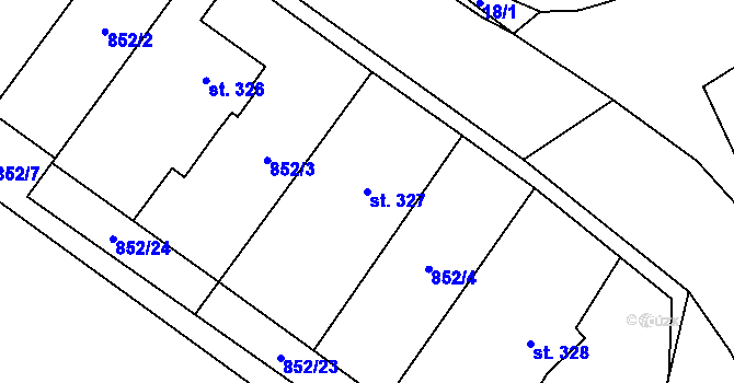 Parcela st. 327 v KÚ Smidary, Katastrální mapa