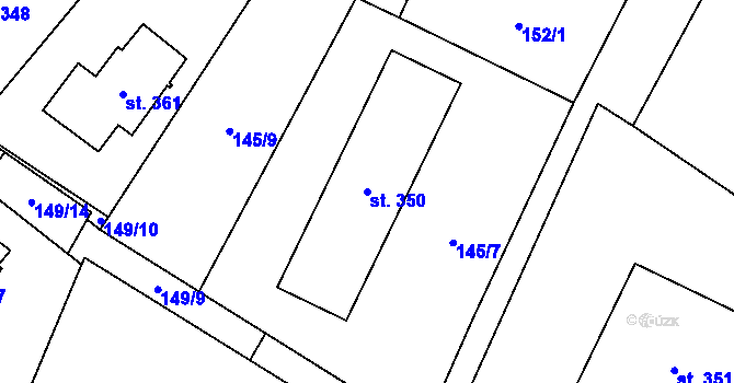 Parcela st. 350 v KÚ Smidary, Katastrální mapa