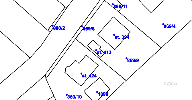 Parcela st. 413 v KÚ Smidary, Katastrální mapa