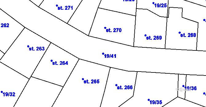 Parcela st. 19/41 v KÚ Smidary, Katastrální mapa