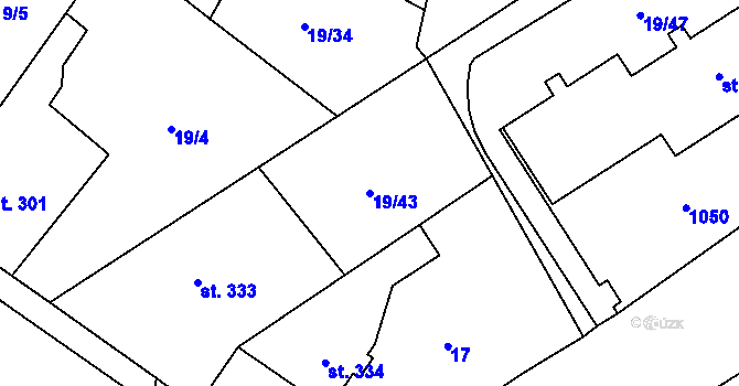 Parcela st. 19/43 v KÚ Smidary, Katastrální mapa