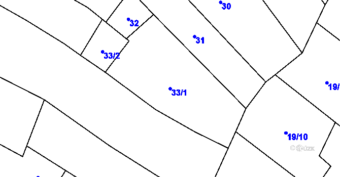 Parcela st. 33/1 v KÚ Smidary, Katastrální mapa