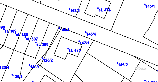 Parcela st. 147/1 v KÚ Smidary, Katastrální mapa