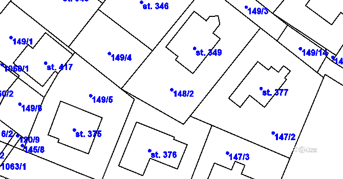 Parcela st. 148/2 v KÚ Smidary, Katastrální mapa