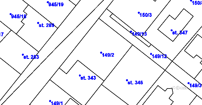 Parcela st. 149/2 v KÚ Smidary, Katastrální mapa