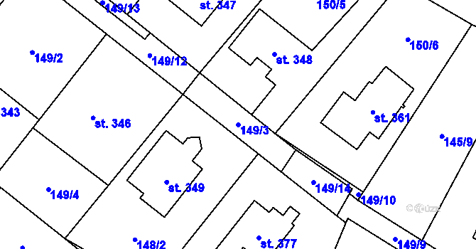 Parcela st. 149/3 v KÚ Smidary, Katastrální mapa