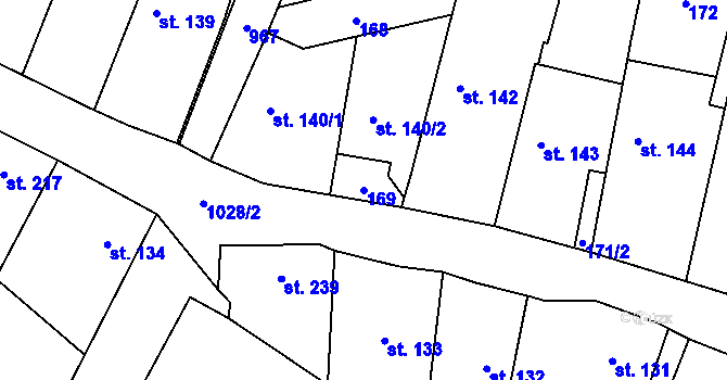 Parcela st. 169 v KÚ Smidary, Katastrální mapa