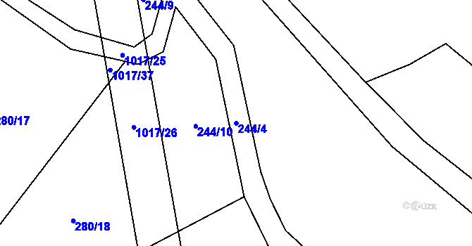Parcela st. 244/4 v KÚ Smidary, Katastrální mapa