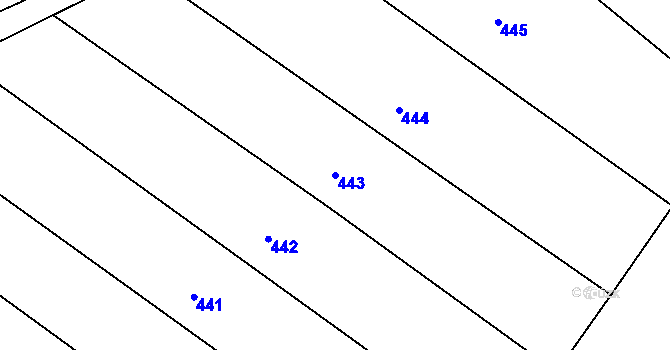 Parcela st. 443 v KÚ Smidary, Katastrální mapa