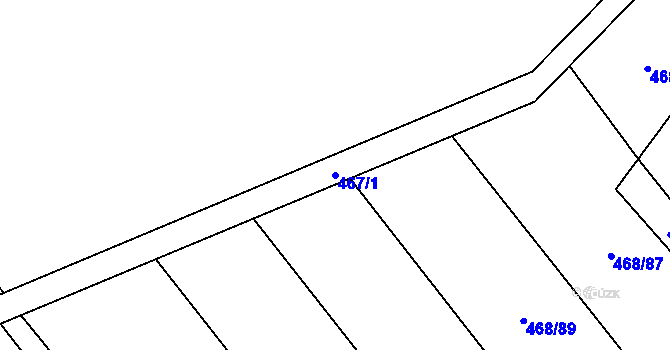 Parcela st. 467/1 v KÚ Smidary, Katastrální mapa