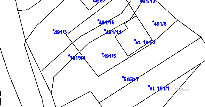 Parcela st. 491/5 v KÚ Smidary, Katastrální mapa