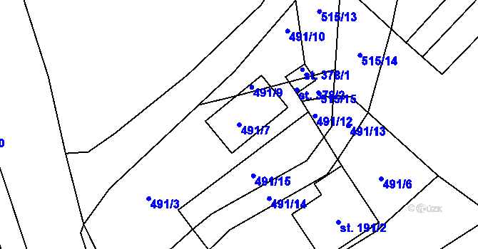 Parcela st. 491/7 v KÚ Smidary, Katastrální mapa