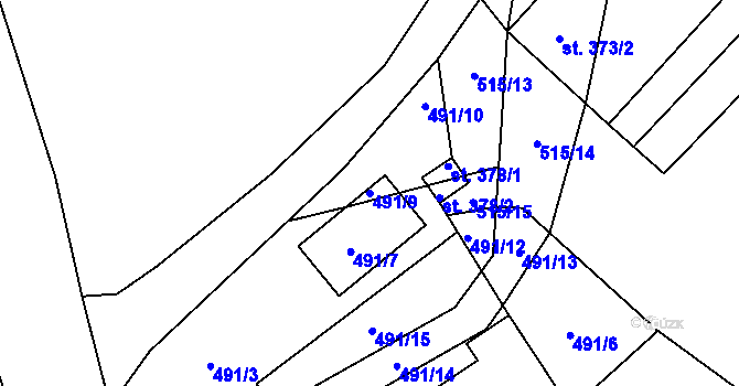 Parcela st. 491/9 v KÚ Smidary, Katastrální mapa