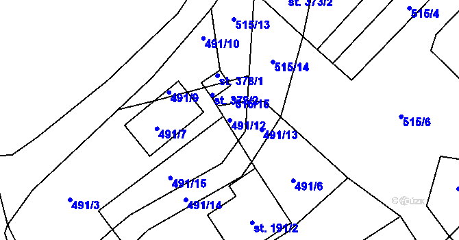 Parcela st. 491/12 v KÚ Smidary, Katastrální mapa