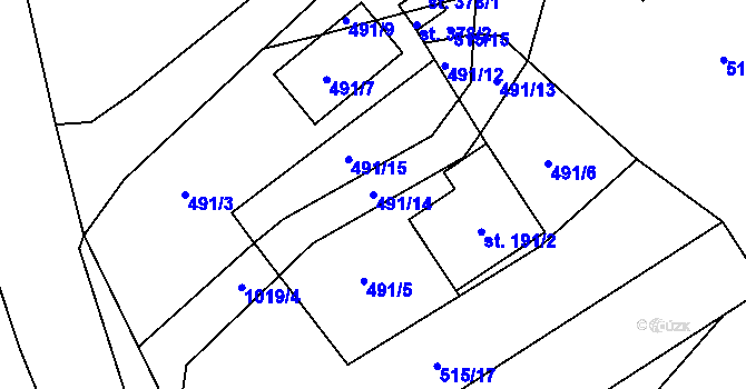 Parcela st. 491/14 v KÚ Smidary, Katastrální mapa
