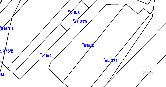 Parcela st. 515/8 v KÚ Smidary, Katastrální mapa