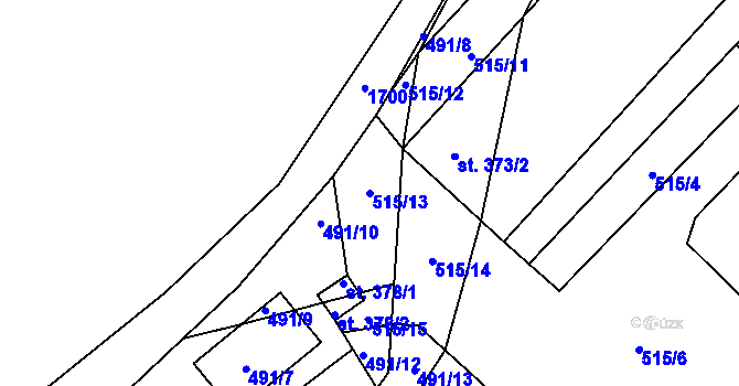 Parcela st. 515/13 v KÚ Smidary, Katastrální mapa