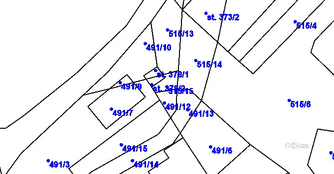 Parcela st. 515/15 v KÚ Smidary, Katastrální mapa