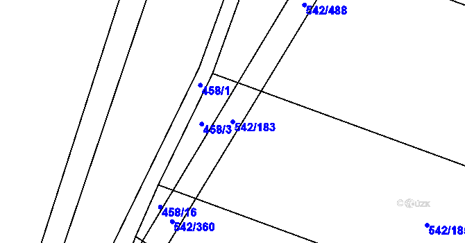 Parcela st. 542/183 v KÚ Smidary, Katastrální mapa
