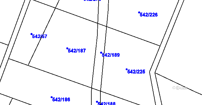 Parcela st. 542/189 v KÚ Smidary, Katastrální mapa
