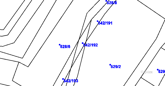 Parcela st. 542/192 v KÚ Smidary, Katastrální mapa