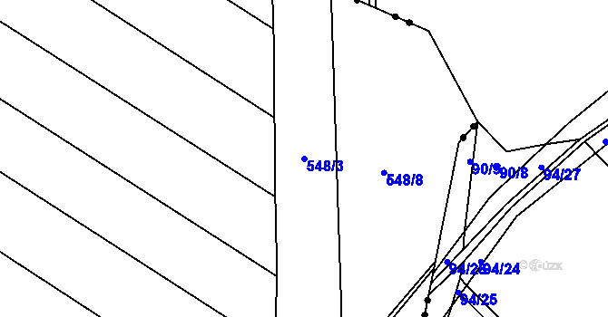 Parcela st. 548/3 v KÚ Smidary, Katastrální mapa